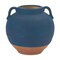 Melrose Ceramic Urn Decorative Vase with Handles - 7" - Navy Blue and Brown